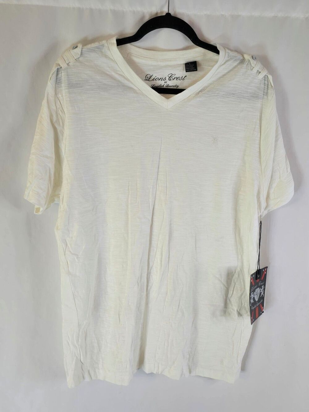Lions Crest English Laundry Men's Size Small White V-Neck T-Shirt NWT
